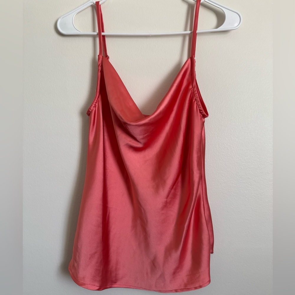 Takara Coral Satin Cowl Neck Slip Top